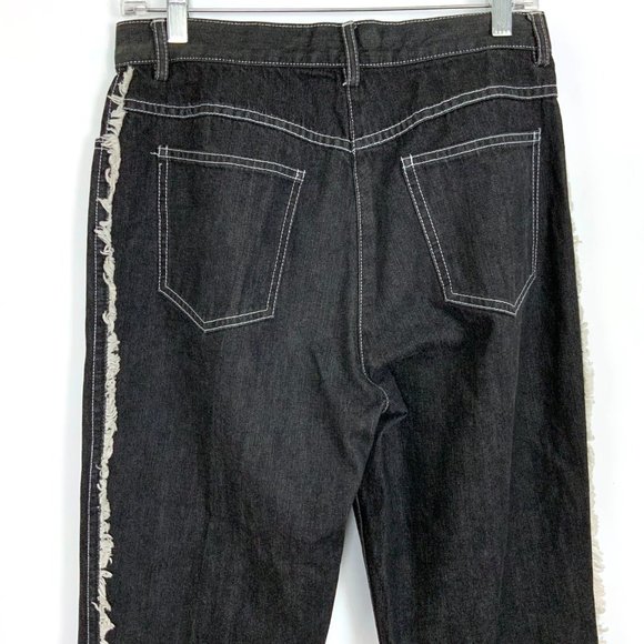Vintage Anne Kleine Y2K Black Frayed Cotton Jeans Grunge Goth Size 8 - 6 - Picture 7 of 16